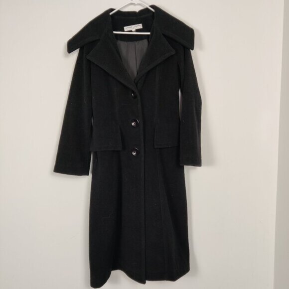 French Laundry Women's Long Coat Size 8 Black Cotton Lined Modest Vintage Casual - Picture 1 of 8